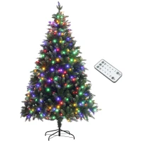 HOMCOM 6ft LED Pre-Lit Artificial Christmas Tree, with Base(m-10)