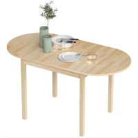 HOMCOM Table de salle à manger pliante ovale en bois massif 2 abattants peu encombrante 140L x 70l x 75H cm(m-1)