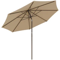 Outsunny Parasol de jardin Ø 2,63 m en métal Rond Polyester 180g/m² manivelle inclinable beige(m-11)
