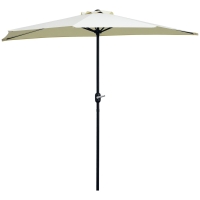 Outsunny Demi Parasol Balcon 2,6m Beige Acier