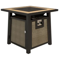 Outsunny 50,000 BTU Gas Fire Pit Table with Cover and Glass Beads, Brown(m-1)
