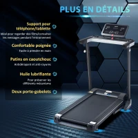 Tapis de Course Electrique Pliable - Aosom.fr x FFHandball - Tapis Roulant 1-12 Km/h 500 W écran LCD 12 programmes Noir(m-7)