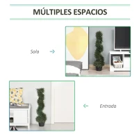 Outsunny Planta Artificial Decorativa de 90 cm con Maceta Árbol de Cedro con Poda Topiaria en Espiral de 650 Hojas Verde Oscuro(m-5)