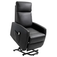 HOMCOM Fauteuil releveur électrique inclinable avec repose-pied ajustable et télécommande revêtement synthétique noir(m-10)