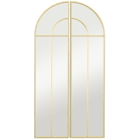HOMCOM Espejo de Pared Dorado Espejo Decorativo con Diseño en Arco y 2 Piezas 30x120 cm Reflejos Claros y Fácil Instalación