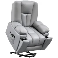 HOMCOM Poltrona Alzapersona Reclinabile con 8 Punti Massaggianti e Telecomando, in Microfibra, 94x96x106 cm, Grigio(m-1)