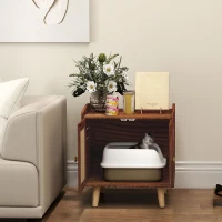 PawHut Mueble Arenero para Gatos Mesa Auxiliar con Puertas con Esteras de Sisal para Salón Dormitorio 55x43x59,6 cm Marrón(m-5)