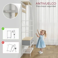 HOMCOM Perchero Zapatero con Zapatero Ganchos Cajones Barra y Eatante para Entrada Pasillo Salón 80x30x180,5 cm Natural(m-7)