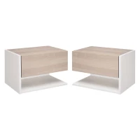 HOMCOM Set di 2 Comodini Sospesi a Parete con Cassetto e Mensola, Arredamento Moderno Camera da Letto, Bianco e Rovere(m-1)