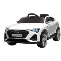 HOMCOM Voiture électrique enfants sous Licence Audi e-tron Sportback, véhicule électrique 12V Max. 5 Km/h avec télécommande 2,4G, phares LED, musique, klaxon, port USB, MP3, blanc(m-1)