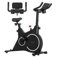 SPORTNOW Heimtrainer Fahrrad, Fitness-Bike mit LCD-Monitor, Tablet-Halter, Flaschenhalter, bequemer Sitz, kompakt, Schwarz(m-10)