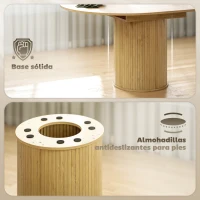 HOMCOM Mesa de Comedor Extensible Redonda para 6-8 Personas con Base Estriada para Salón 110-150x110x75 cm Madera Natural(m-6)