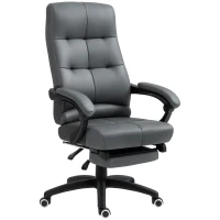 Vinsetto Cadeira de Escritório Ergonómica Giratória Reclinável Estofada em PU com Altura Ajustável 65x65x118-125 cm Cinza Escuro(m-10)