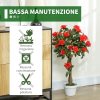 Outsunny Pianta Finta di Rosa da 21 Fiori con Vaso Riempito in Cemento e Muschio, Ø18x90 cm, Arancione(m-6)