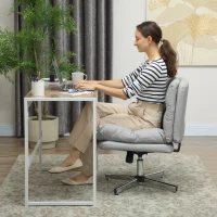 HOMCOM Silla de Oficina sin Brazos con Altura Ajustable Función de Basculante Base Cruzada y Asiento Amplio Gris(m-8)