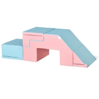 HOMCOM Kletter- und Rutschspielzeug für Kinder, fördert Motorik, Kunstleder, EPE-Schaum, 86x49x47 cm, Rosa+Blau(m-14)