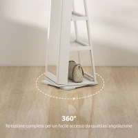 HOMCOM Specchio Portagioie Girevole per Camera da Letto con 2 Chiavi, in Legno Bianco e Vetro, 38x38x160 cm(m-6)