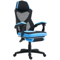Vinsetto Chaise de bureau fauteuil gaming hauteur réglable dossier roulettes tissu en maille 58 x 63 x 112-122 cm bleu noir(m-11)
