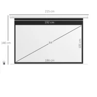 HOMCOM Écran de Projection, Écran de Projecteur, 16:9, 84 Pouces, Télécommande, Moteur(m-3)