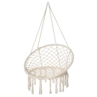 Outsunny Chaise Suspendue Fauteuil suspendu intérieur extérieur Chaise hamac de Voyage Portable Ø 80 x 42H m macramé Coton Polyester Beige(m-1)