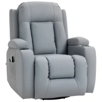 HOMCOM Sillón de Masaje Reclinable con 8 Puntos de Masaje Función de Calefacción Giratorio Mando a Distancia 85x94x104 cm Gris(m-10)