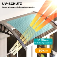Outsunny Vordach Haustürvordach 75 x 100 cm Pultvordach Überdachung Polycarbonat Braun(m-4)
