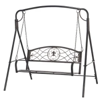 Outsunny 2 Seater Metal Swing Bench, Garden Swing Chair, Weather Resistant, for Patio, Yard(m-10)