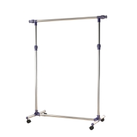 HOMCOM Perchero Acero Inox Colgador Ropa 4 Ruedas Alto y Largo Regulables 95x45x170cm