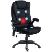 Vinsetto Bürostuhl mit Massage- & Wärmefunktion, ergonomisch, höhenverstellbar, Schwarz(m-10)