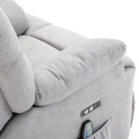 HOMCOM Sessel mit Aufstehhilfe, Massagesessel, Relaxsessel mit USB-Anschluss, Fernsehsessel mit Fernbedienung, Seitentasche, Neigebarer TV-Sessel mit Samtoptik, Grau(m-8)