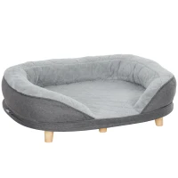 PawHut Sofá para Mascotas con Parte Superior Desmontable Funda Lavable y Patas de Madera Carga 25 kg 90x78x25 cm Gris(m-1)