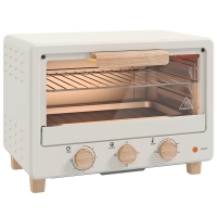 HOMCOM Forno Elétrico de Mesa Mino Forno de 16L Forno Elétrico com Temporizador e Temperatura Ajustável até 230℃ 39x27,5x28,8 cm Creme