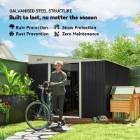 Outsunny 3.3 x 2.68m Corrugated Metal Shed - Black(m-5)
