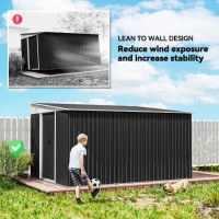 Outsunny 3.3 x 2.68m Corrugated Metal Shed - Black(m-7)