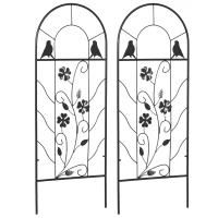 Outsunny Juego de 2 Enrejados de Jardín Soportes para Enredaderas de Acero para Flores Plantas en Patio 38x98 cm Negro(m-10)