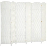 HOMCOM Biombo de 6 Painéis Separador de Ambientes Dobrável 240x170 cm para Sala de Estar Dormitório Escritório Branco(m-10)