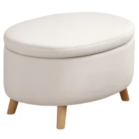 HOMCOM Otomana Puff Tapizada en Terciopelo Acolchada Taburete de Almacenaje con Tapa Extraíble y Patas de Madera para Dormitorio Salón Pasillo 71x51,5x42 cm Beige(m-10)