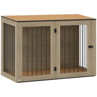 PawHut Hundebox, Haustierbox für große Hunde, Hundehütte, Indoor, 106 x 60 x 76 cm, Eiche(m-10)