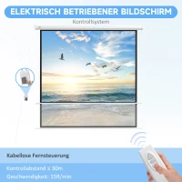 HOMCOM Beamer-Leinwand, 1:1 Format, Fernbedienung, 172 x 172 cm (96 Zoll), Weiß(m-4)