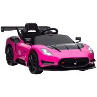 AIYAPLAY Coche Eléctrico para Niños de +3 Años Maserati GT2 con Mando a Distancia Faros LED Bocina Música Ruedas Auxiliares Rosa(m-10)