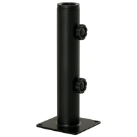 Outsunny Suporte Chapéu de Sol para Chão de Cimento com 2 Botões de Bloqueio e 4 Parafusos Base de Chapéu de Sol para Mastros de 34/38/48mm 12x12x30cm Preto(m-10)