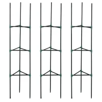 Outsunny Juego de 3 Enrejados de Jardín Soportes para Plantas Trepadoras con Marco de Acero 38x38x182 cm Verde(m-1)