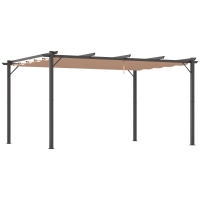 Outsunny Pergola Rétractable en polyester Marron Clair 4 x 3 x 2,65 m