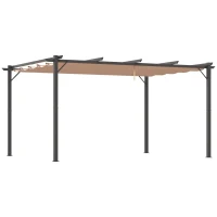 Outsunny Pergola Rétractable en polyester Marron Clair 4 x 3 x 2,65 m(m-1)