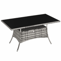 Outsunny Gartentisch Glastisch Esstisch Gartenmöbel Tisch, Polyrattan+Sicherheitsglas, Grau+Schwarz, 150x85x74cm