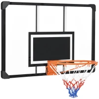 SPORTNOW Canasta de Baloncesto de Pared con Red Diámetro de 45 cm y Marco de Acero para Interior y Exterior 113x61x73 cm Negro(m-10)