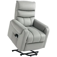 HOMCOM Vibration Massage Rise and Recliner Chair, Electric Power Lift Recliner with Remote Control and Side Pockets, Grey(m-10)