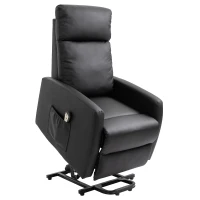 HOMCOM Fauteuil releveur électrique inclinable avec repose-pied ajustable et télécommande revêtement synthétique noir(m-11)