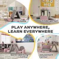 AIYAPLAY Ensemble de 12 blocs de mousse pour grimper, construire, ramper, tapis de jeu intérieur avec housse en cordon, Gris+Rose(m-4)