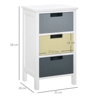 HOMCOM Chest of Drawers Storage Side Cabinet w/ 3 Detachable Drawers Home Furniture(m-3)